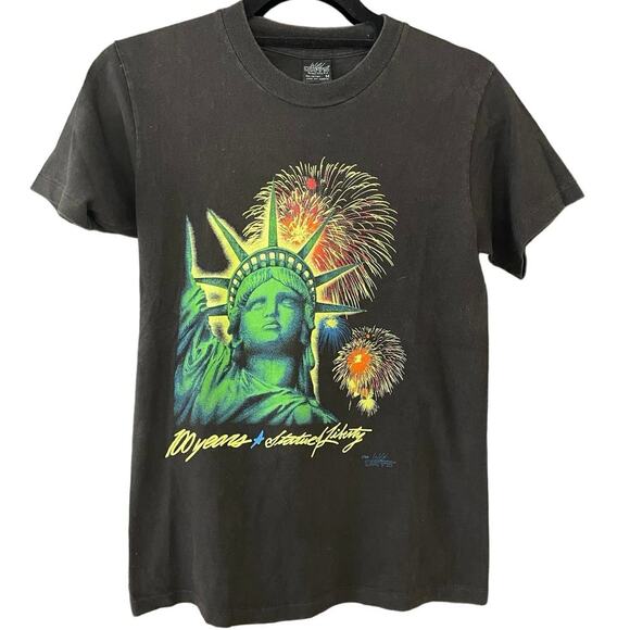Vintage 80s Statue of Liberty 100 Years Fireworks Single Stitch Shirt Adult Med - Picture 1 of 4
